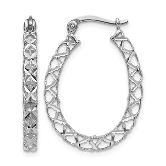 Diamond2Deal 14K White Gold Polished Hollow U Shape- Hoop Earrings
