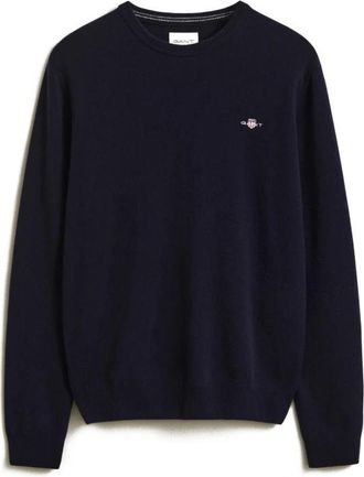 GANT Lamswol trui met ronde hals - Dames - Ronde hals truien - Blauw - L - Wol - Truien & Vesten
