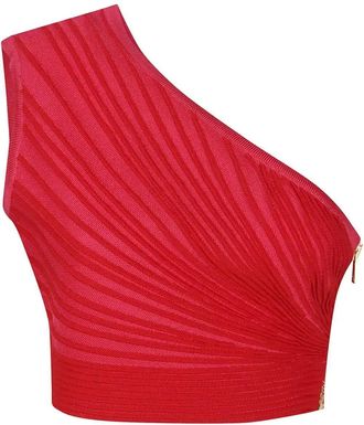Balmain One-Shoulder Ruched Top - Womens - Viscose