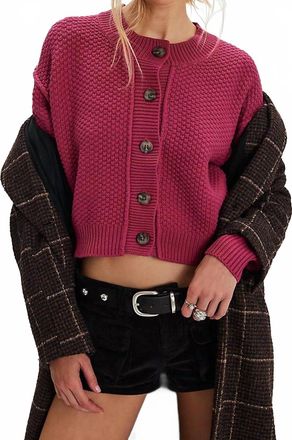 Free People Lila Long Sleeve Cardigan In Plum Drop