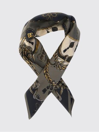 Dolce & Gabbana Foulard in seta con stampa grafica e logo a contrasto