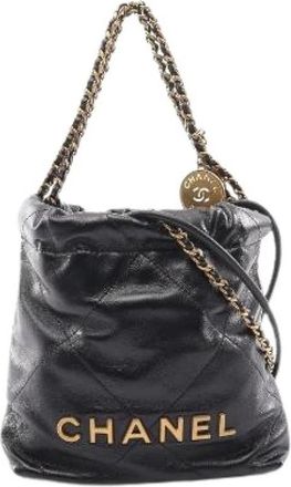 Chanel Pre-owned Chanel 22 Leather 2way Shoulder Bag - Dames - Vintage Tas - Zwart - ONE Size - Leer - Vintage