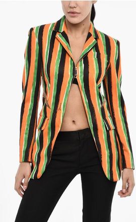 Dsquared2 Blazer a Righe con Tasca ad Aletta e Dettagli Cut Out taglia 38