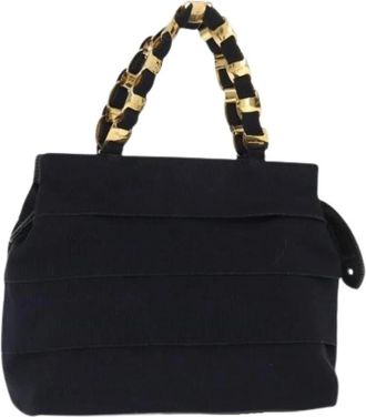 Ferragamo Pre-owned Handbags, female, Blue, Size: ONE SIZE Pre-owned Canvas Handbag