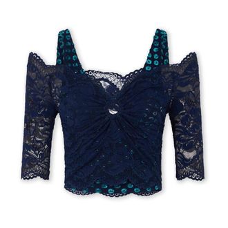 Paco Rabanne Top in Pizzo Trompe-loeil - - Blouses & Shirts - Donna - Blu - M