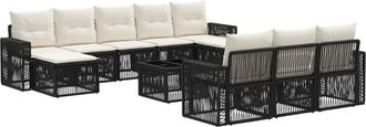 vidaXL Conjunto De Sof&aacute;s De Jard&iacute;n 11 Uds. Negro Y Blanco Crema Vidaxl