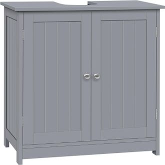 Woltu Mueble De Ba&ntilde;o En Forma De U Bajo Lavabo, Ahorra Espacio, Con Estante Ajustable, 60 X 30 X 60 Cm, Gris Claro - Woltu