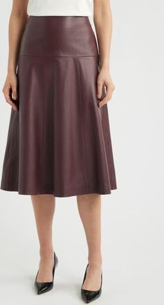 BOSS Sevani A-Line Leather Midi Skirt in Med Rd at Nordstrom, Size 14