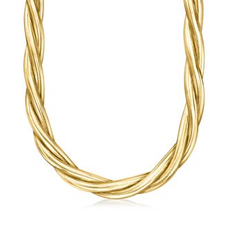 Ross-Simons Italian Flex Braided Necklace With 18kt Gold Over Sterling