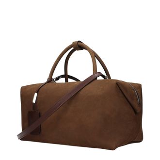 Max Mara Womens Suede Top Handle Bag Brown Leather