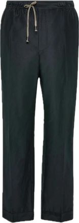 Maison Margiela Katoenen Broek met Trekkoord en Rechte Pasvorm - Heren - Straight fit broeken - Blauw - M - Katoen - Broeken