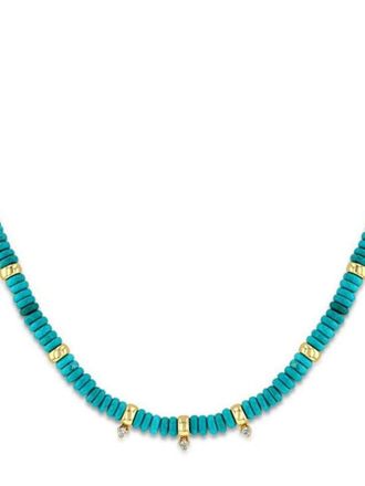 Zo&euml; Chicco 14kt geelgouden halsketting - Blauw