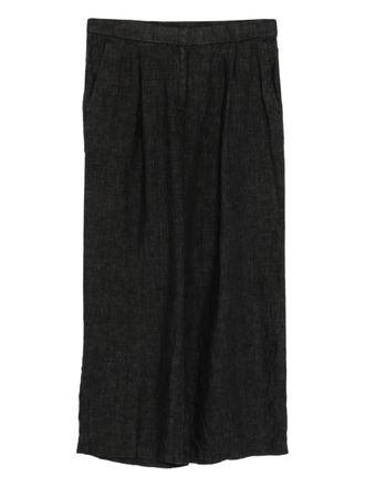 Eileen Fisher linen wide-leg trousers - women - Organic Linen - L - Grey