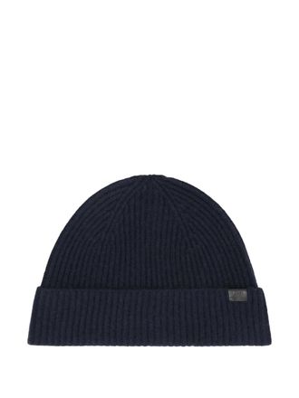 BOSS ribbed beanie hat - men - Virgin Wool/Cashmere - One Size - Blue