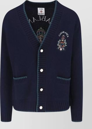 Casablanca cashmere merino wool relaxed-fit v-neck cardigan