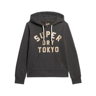 Superdry Glitter Grafisch Logo Hoodie Zwart - Dames - Hoodies - Zwart - XS - Hoodies & sweatvesten