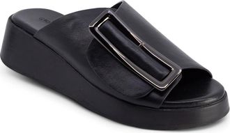 Chocolat Blu Ela Platform Wedge Slide Sandal in Black Leather at Nordstrom, Size 7