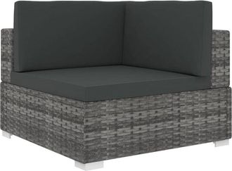 vidaXL Asiento Seccional De Esquina Con Cojines 1 Ud Rat&aacute;n Pe Gris Vidaxl