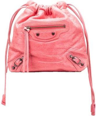 Balenciaga Pre-owned Balenciaga Lambskin Motocross Move On Drawstring Pouch Ladies 246436