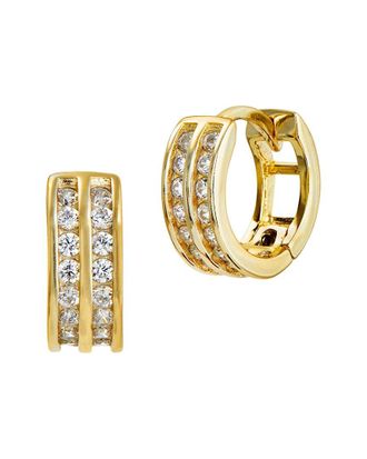 Savvy Cie Jewels 18K Over Silver CZ Huggie Earrings