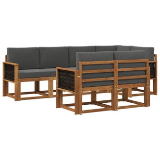 vidaXL Conjunto De Sof&aacute;s De Exterior 7 Pcs Natural Y Antracita Vidaxl