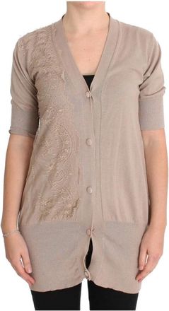 Pink Memories Lace Cotton Cardigan - Dames - Vesten - Roze - M - Katoen - Truien & Vesten