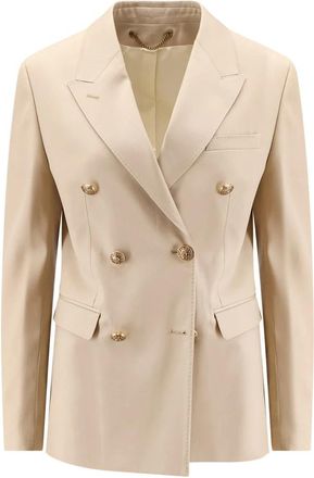 Golden Goose Double-breasted wollen blazer - Dames - Blazers - Beige - M - Wol - Jassen