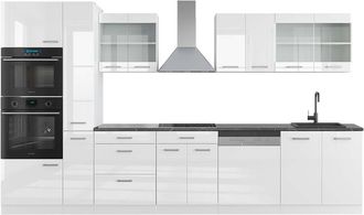 Vicco Mueble De Cocina R-line, Blanco Alto Brillo/blanco, 350 Cm Con Armario Alto, Et Antracita, Vicco