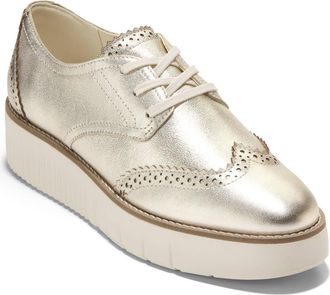 Cole Haan Grand City Platform Oxford Derby in Soft Gold Talca/ivory at Nordstrom Rack, Size 7.5