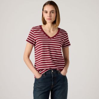 Levi's The Perfect V Neck Tee - Womens - L - Red