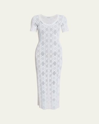 Alaia Python Lace Knit Midi Dress