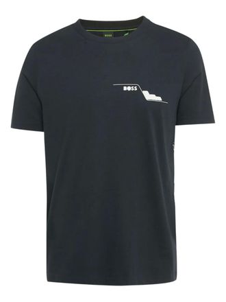 BOSS T-shirt met logodetail - Blauw