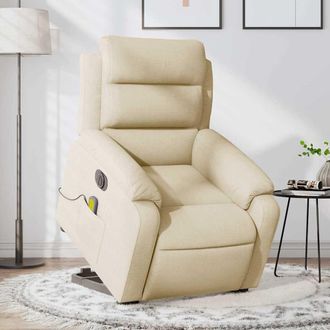 vidaXL Vidaxl - Sill&oacute;n De Masaje El&eacute;ctrico Reclinable Elevable Tela Crema