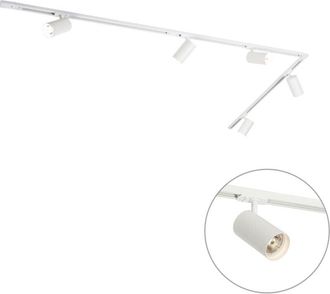QAZQA Moderno Sistema de iluminación de riel moderno con 5 focos blancos monofásicos GU10 70mm - Iconic Jeana Luxe Acero /Plástico Adecuado para led Max. 5