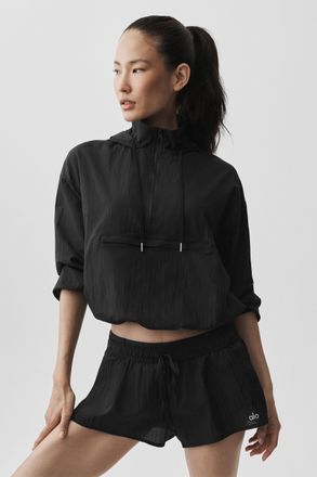 Alo | 1/4 Zip Go Time Pullover Top in Black, Size: Medium