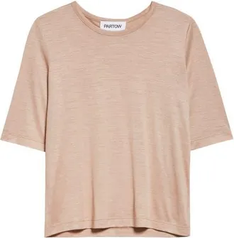 Nellie Partow Parker Modal & Cashmere T-Shirt in Blush at Nordstrom, Size Small