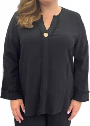 Multiples V-Neck Pullover Top In Black