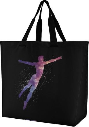 Generic Gymnastics Man Reusable Shopping Bags Large Capacity Grocery Bag Heavy Duty Tote for Women 40x40x16cm
