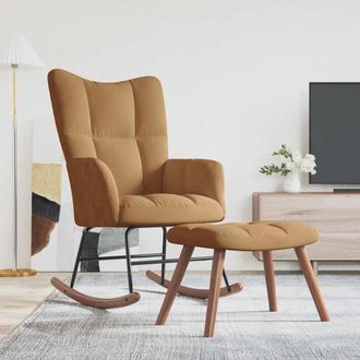 vidaXL Vidaxl - Silla Mecedora Con Reposapi&eacute;s Terciopelo Marr&oacute;n