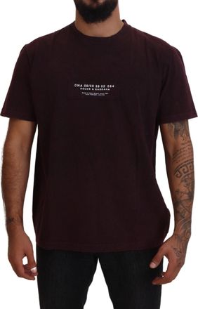 Dolce & Gabbana Mens Crew Neck Short Sleeve Tshirt - Dark Red Cotton - Size EU 46 (Mens)