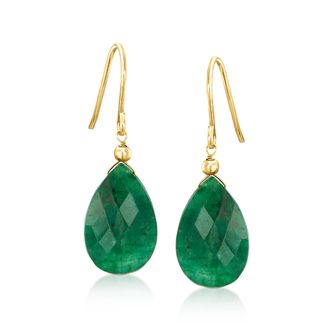 Canaria Canaria Emerald Drop Earrings in 10kt Yellow Gold