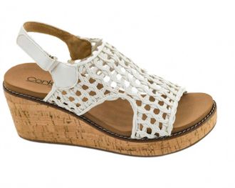 Corkys Footwear Womens Carley Woven Wedge Sandals In Ivory