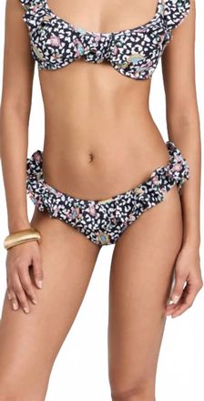 Caroline Constas Womens Lotus Bikini Bottom In Black Leopard Paisley
