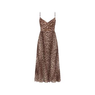 Zimmermann Midi Dresses, female, Brown, Size: M Abito midi Sunray plissettato