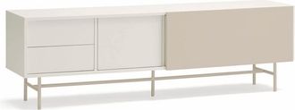 Teulat Mueble de tv 2 cajones, 1 puerta y 1 puerta corredera crema y arena