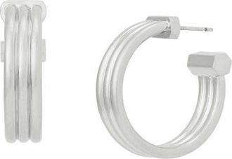 AllSaints Tube Hoop Earrings in Warm Silver at Nordstrom