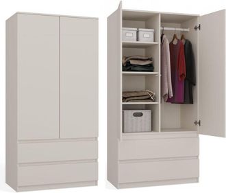 Topeshop Topeshop - Turin - Armario De Dormitorio De Estilo Moderno - Armario Multifunci&oacute;n - 2 Puertas + 2 Cajones - Vestidor