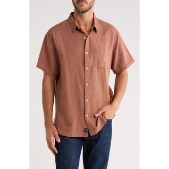 Lucky Brand San Gabriel Short Sleeve Cotton Button-Up Shirt in Baltic Amber at Nordstrom Rack, Size Xx-Large