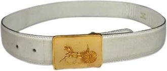 Celine Pre-owned Vintage Carriage Logo Leren Riem - Dames - Vintage Accessoires - Wit - ONE Size - Leer - Vintage