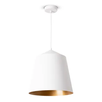 Paco Home Paco Home - L&aacute;mpara Colgante Sal&oacute;n Suspensi&oacute;n Mesa Comer Cocina Pantalla Industrial L&aacute;mpara Colgante - Blanco, Oro (&oslash;32.5 Cm)